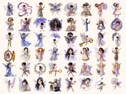 Lavender Fairies Watercolor Clipart
