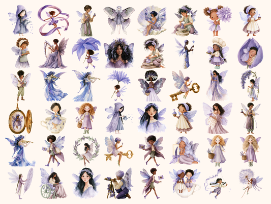 Lavender Fairies Watercolor Clipart