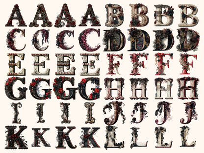 Gothic Romance Alphabet & Numbers