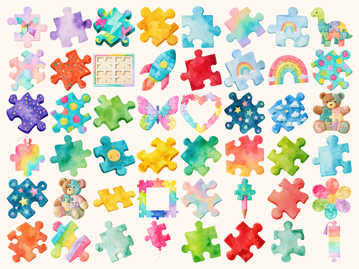Puzzle Watercolor Clipart