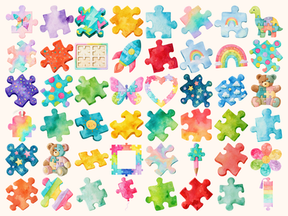 Puzzle Watercolor Clipart