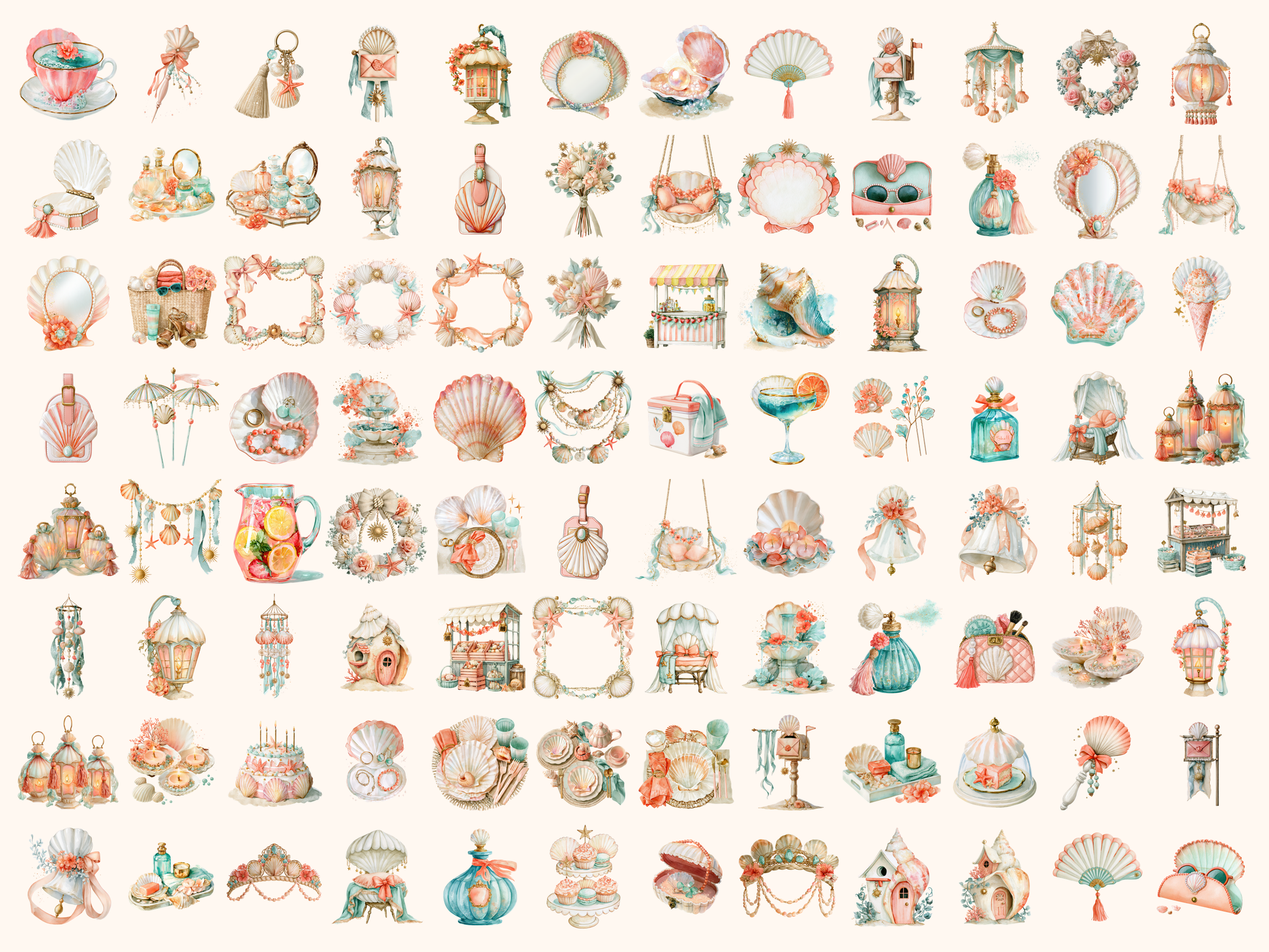 Sunkissed Seashells Watercolor Clipart