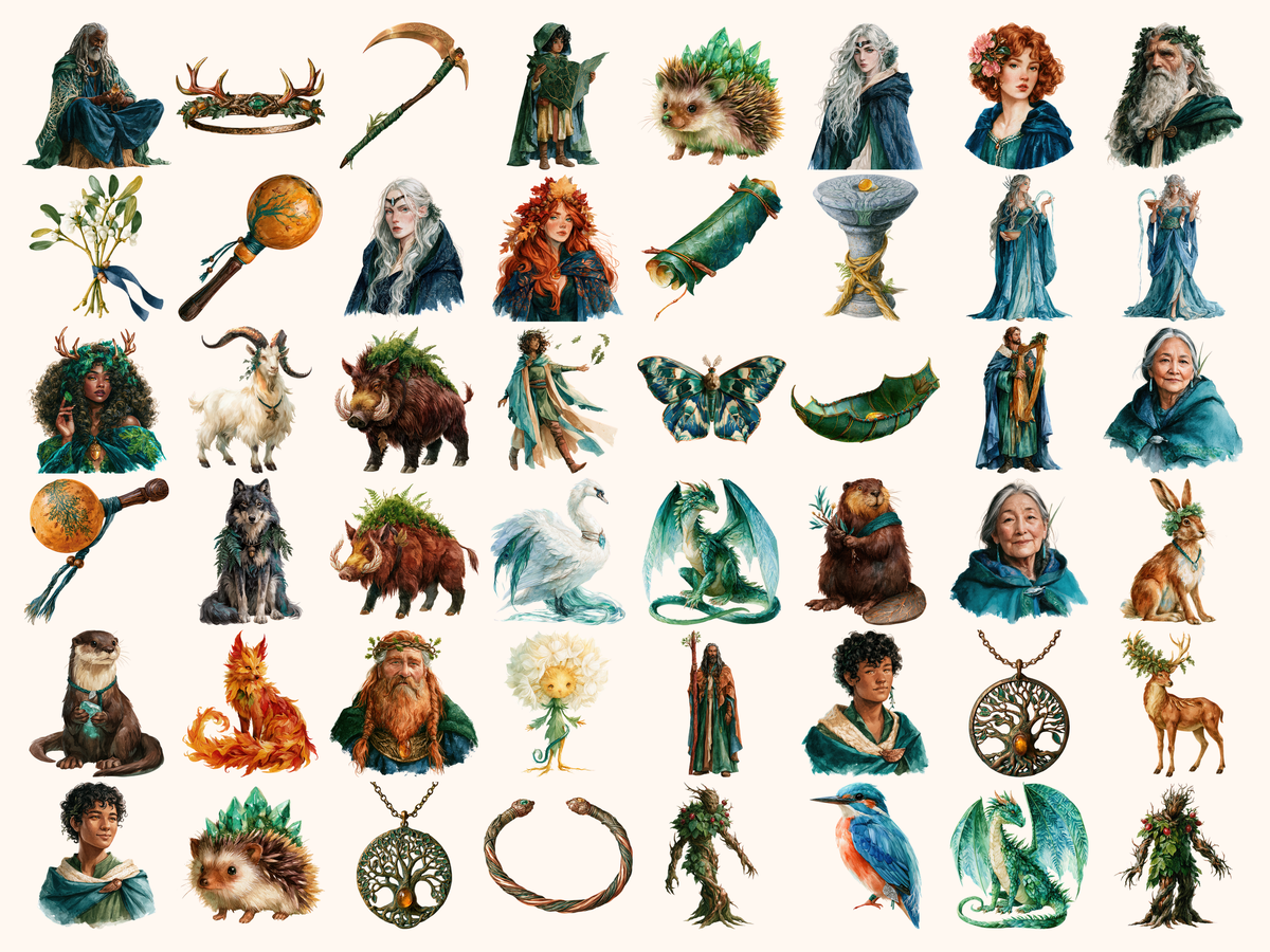 Druids Watercolor Clipart