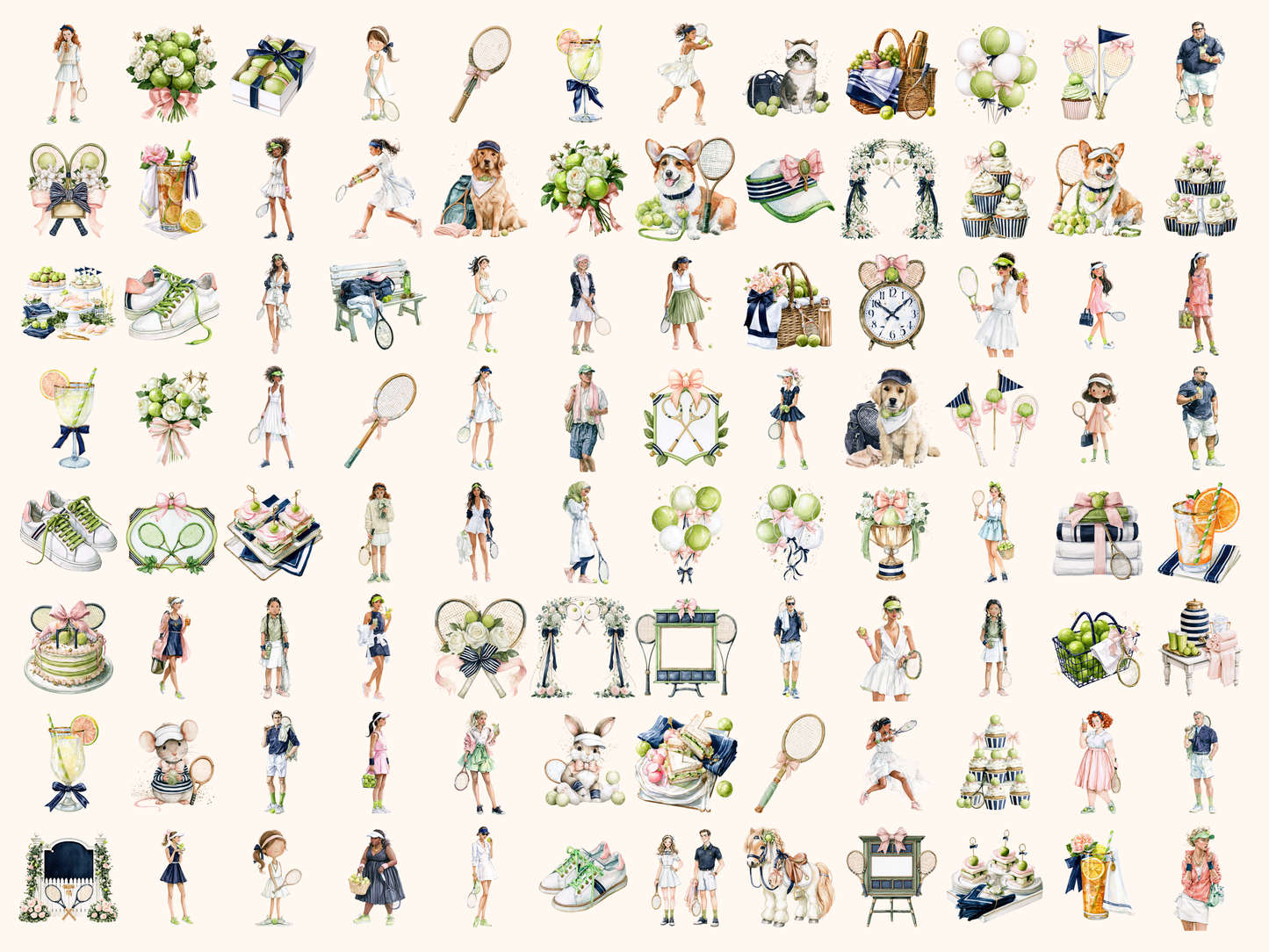Tennis Club Watercolor Clipart