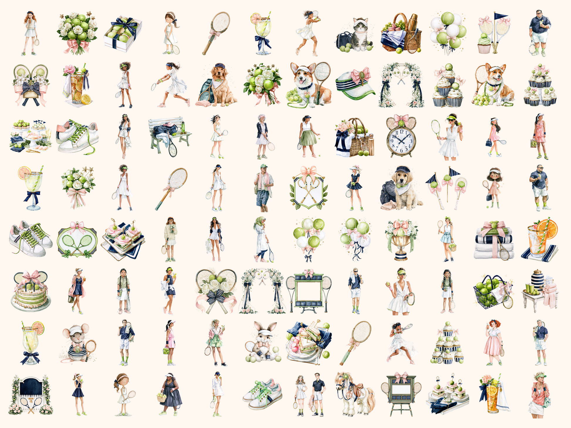 Tennis Club Watercolor Clipart