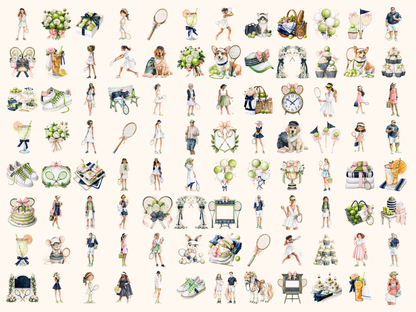 Tennis Club Watercolor Clipart