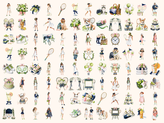 Tennis Club Watercolor Clipart