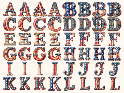 Stars and Stripes Alphabet & Numbers