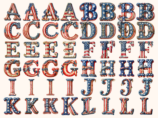 Stars and Stripes Alphabet & Numbers
