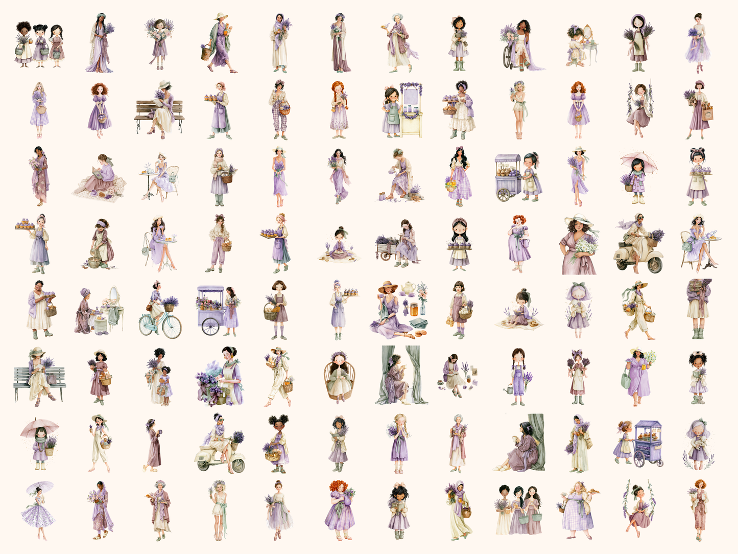 Lavender Girl Watercolor Clipart