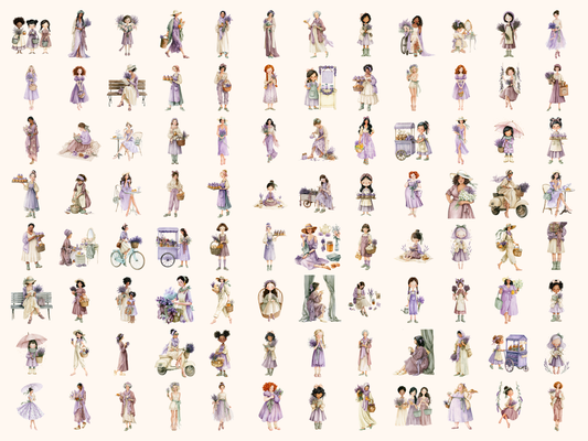Lavender Girl Watercolor Clipart