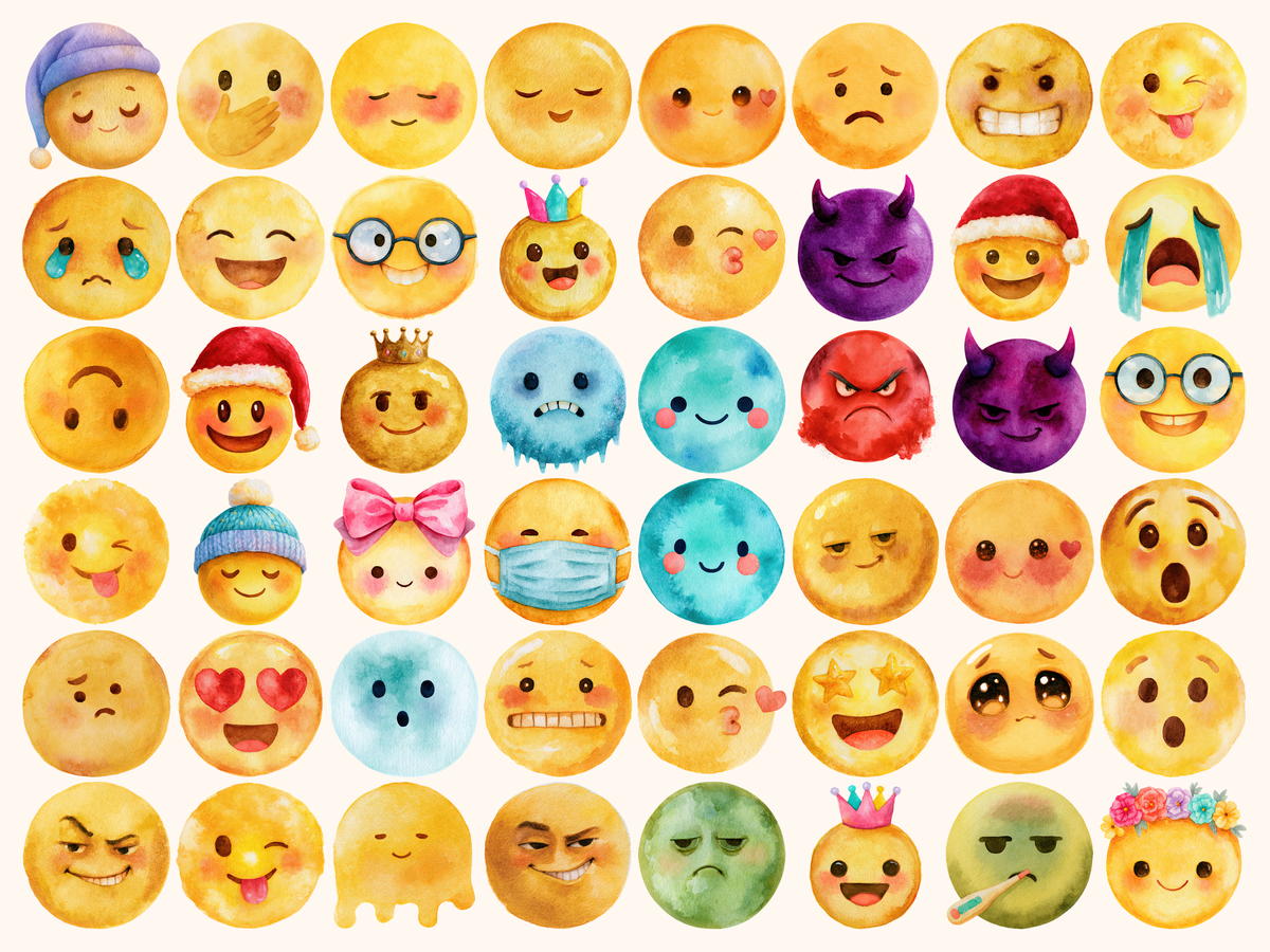 Emojis Watercolor Clipart