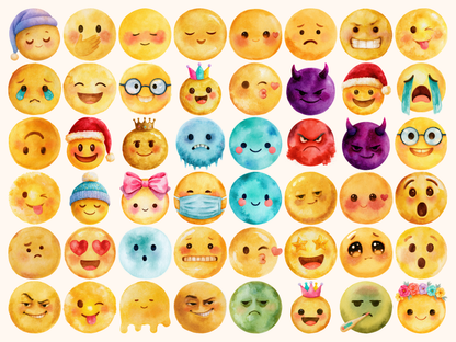Emojis Watercolor Clipart