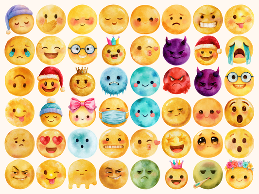 Emojis Watercolor Clipart