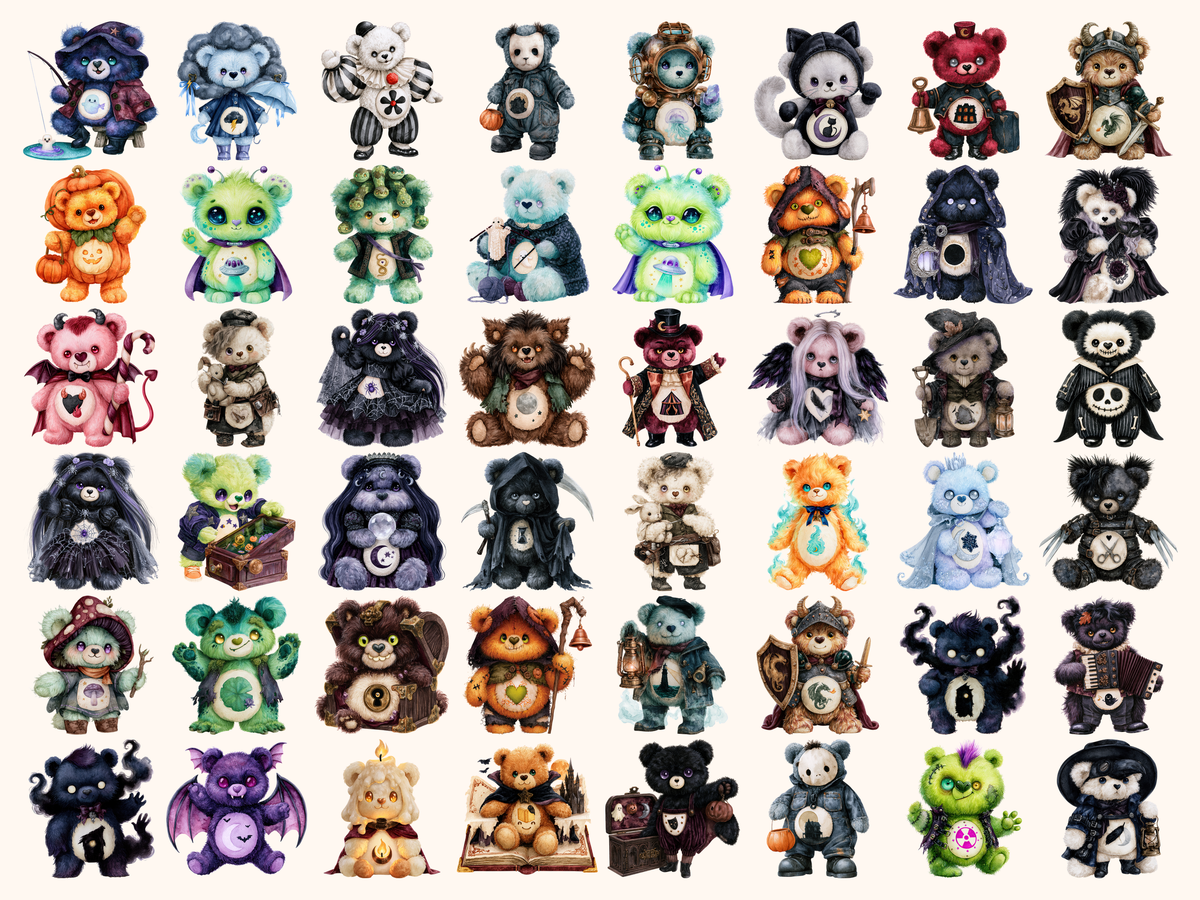 Scare Bears Watercolor Clipart — listing preview 1