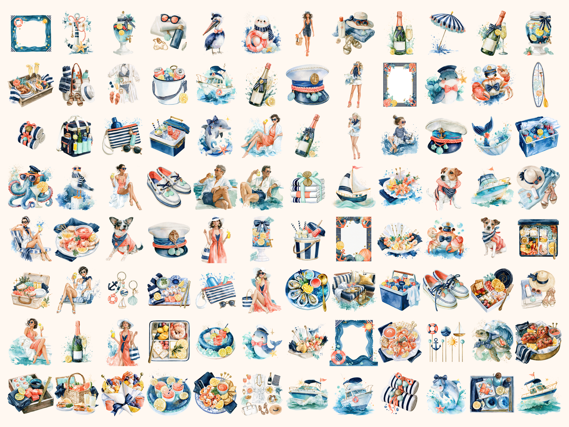 Boat Day Watercolor Clipart