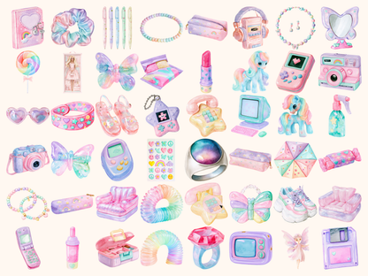 Pastel 90's Girlhood Waterolor Clipart