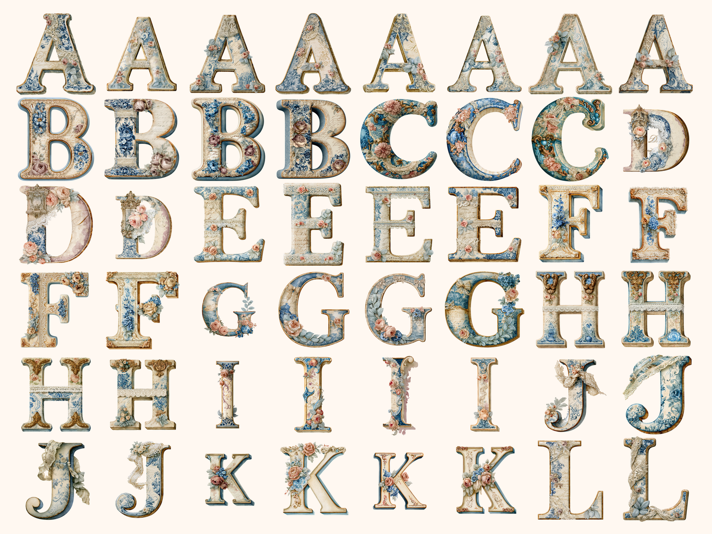 Vintage French Alphabet & Numbers