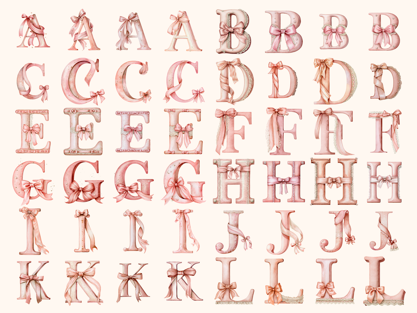 Pink Coquette Bow Alphabet & Numbers
