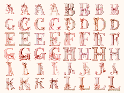 Pink Coquette Bow Alphabet & Numbers