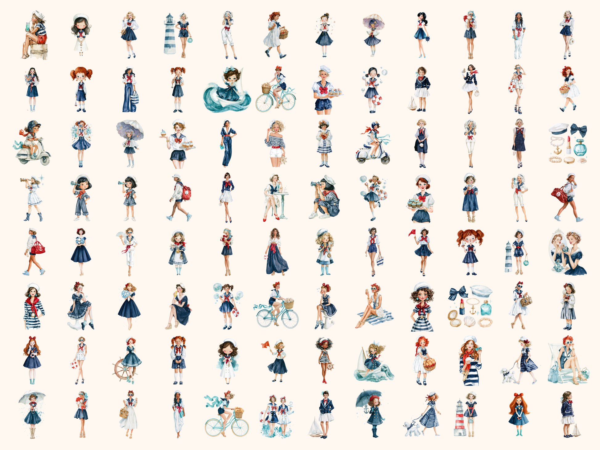 Sailor Girl Watercolor Clipart