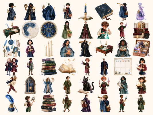 School of Magic Watercolor Clipart