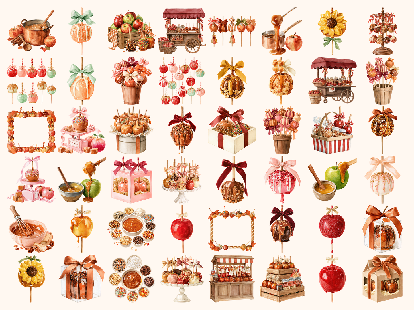 Caramel Apple Shop Watercolor Clipart