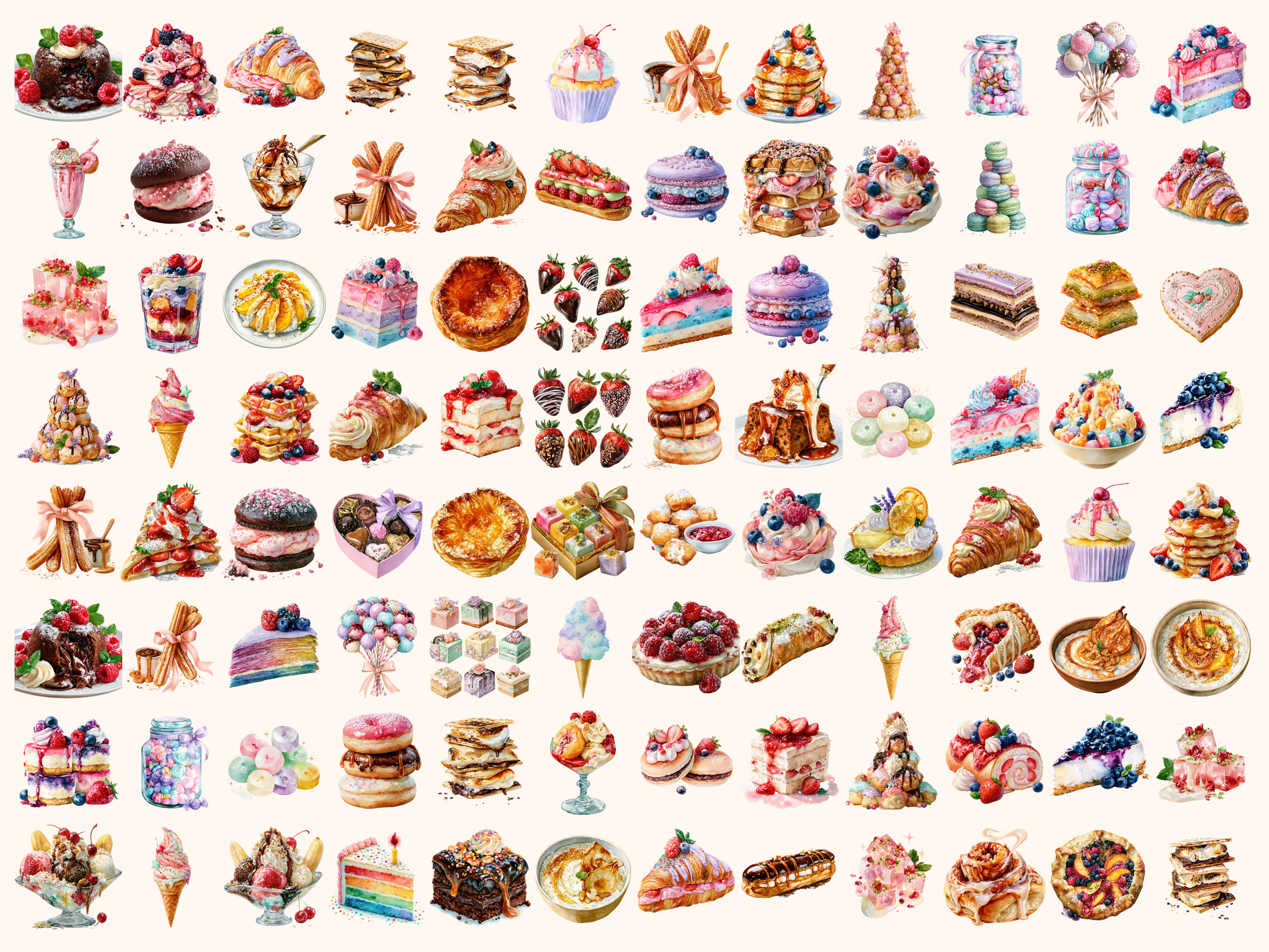 Sweet Treats Watercolor Clipart