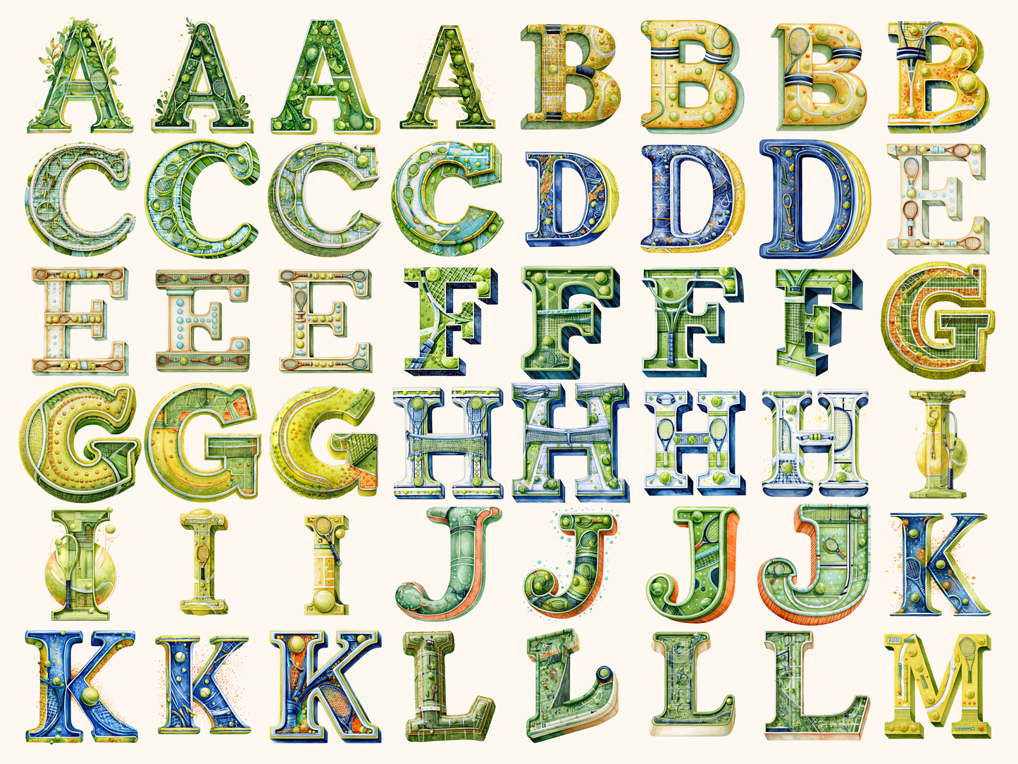 Tennis Alphabet & Numbers