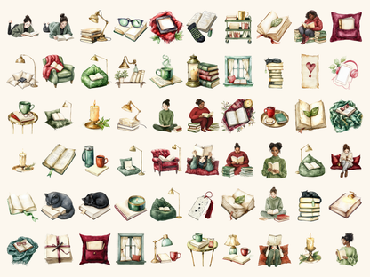 Cozy Reading Watercolor Clipart