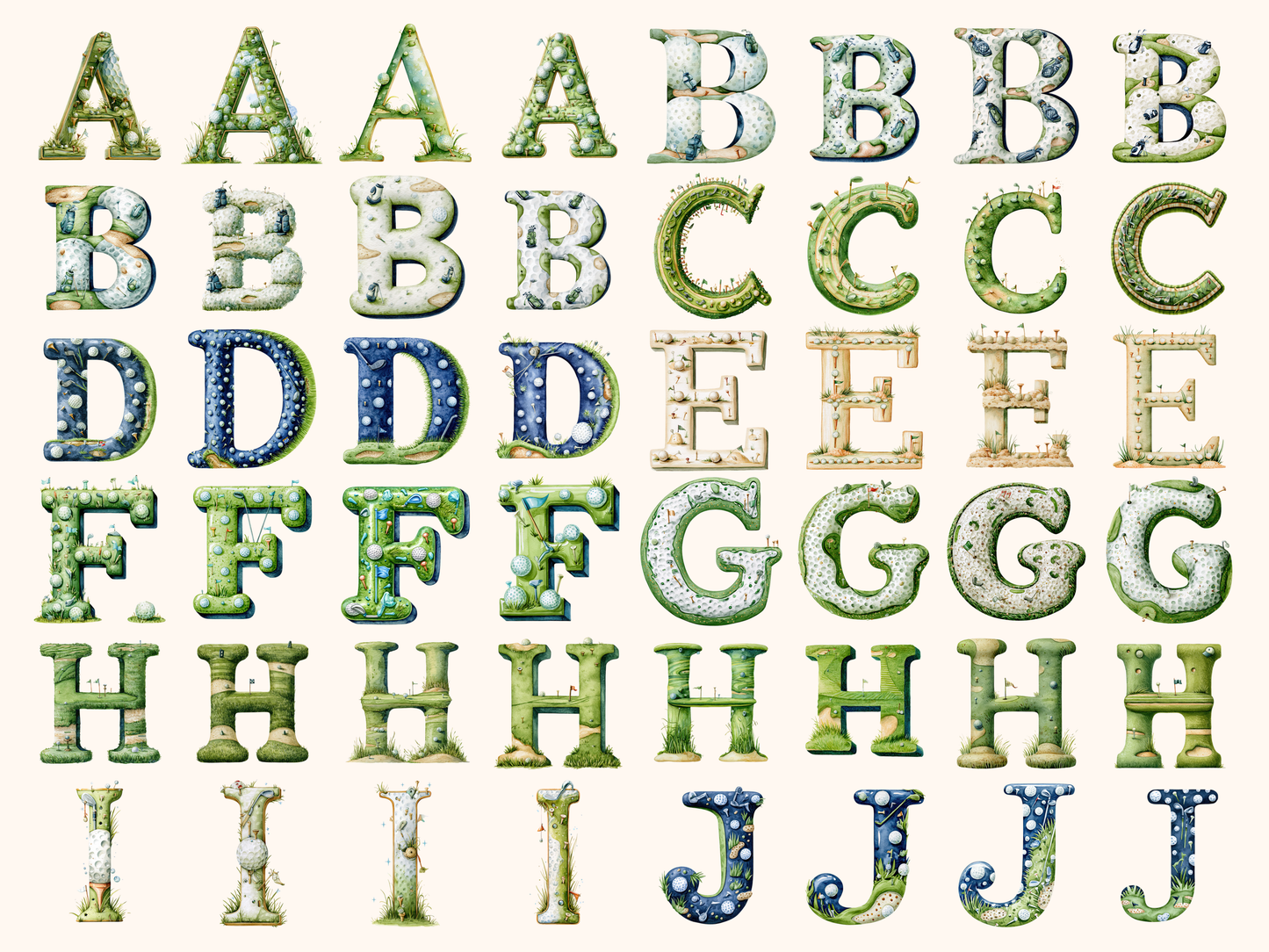 Golf Alphabet & Numbers