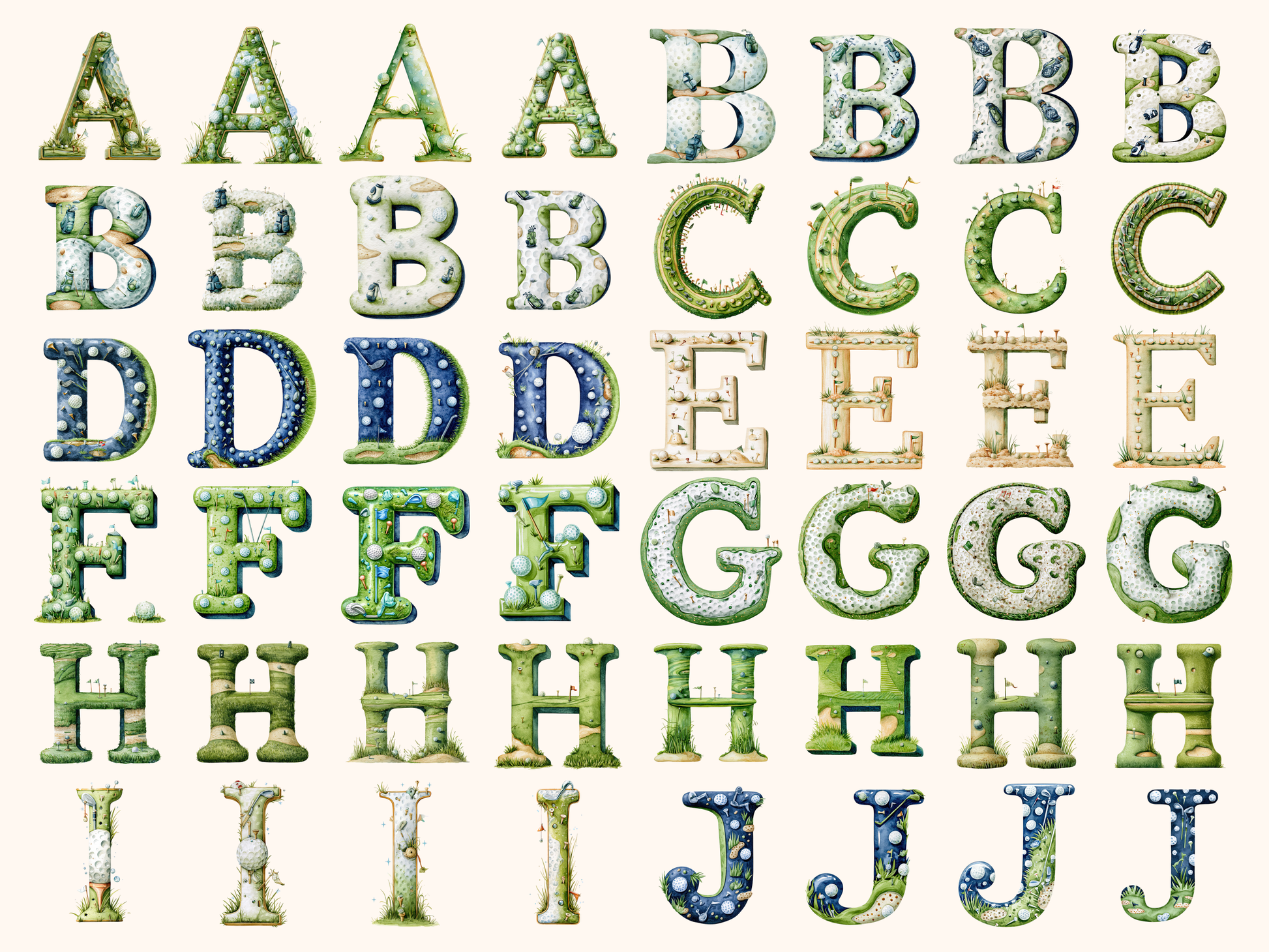 Golf Alphabet & Numbers