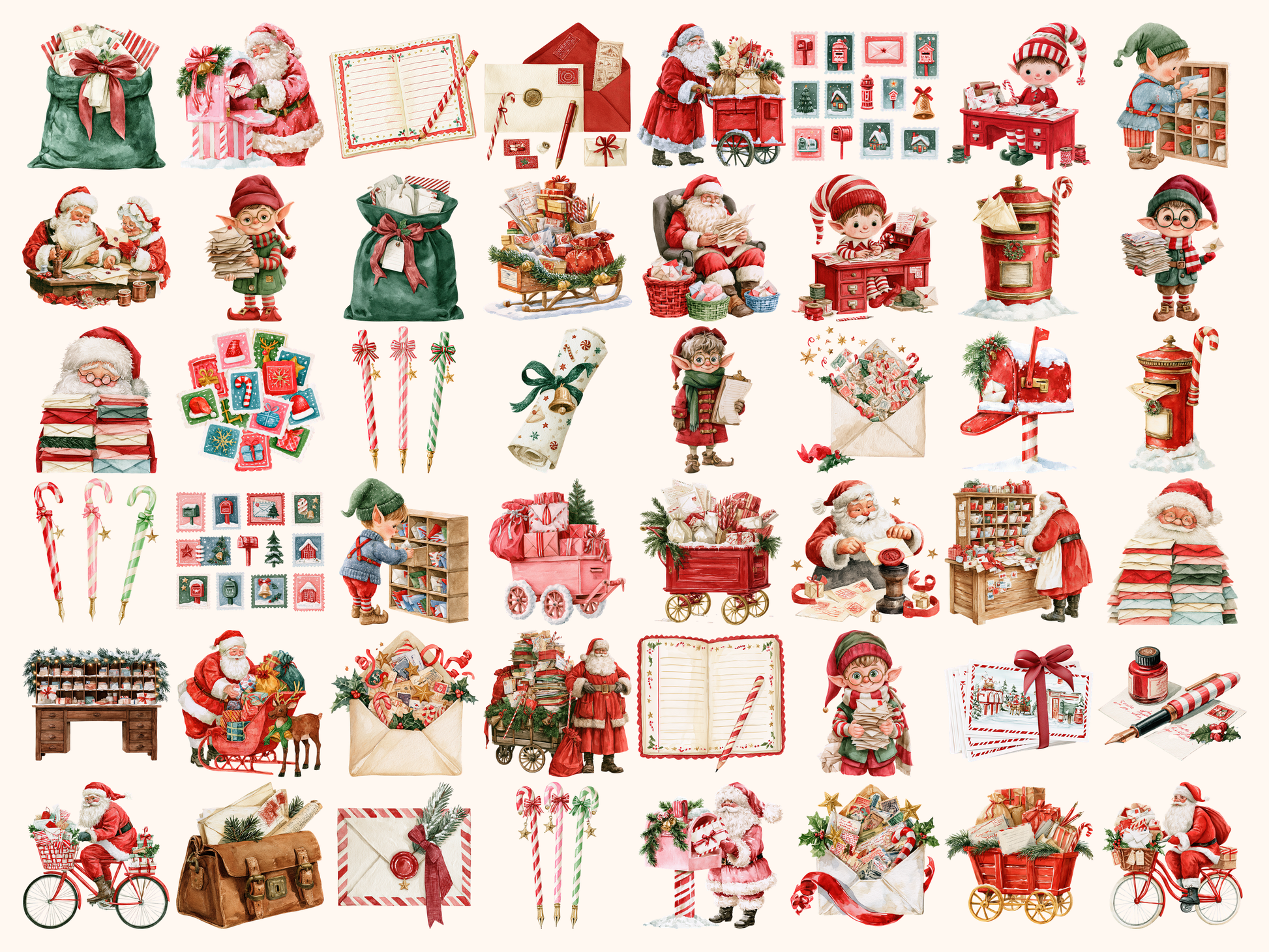 Santa’s Post Office Watercolor Clipart