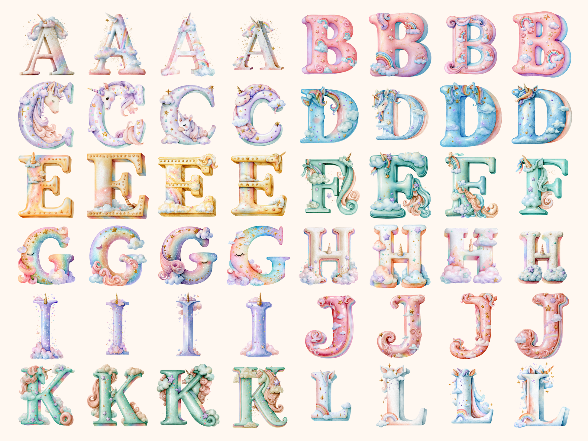 Unicorn Rainbow Alphabet & Numbers