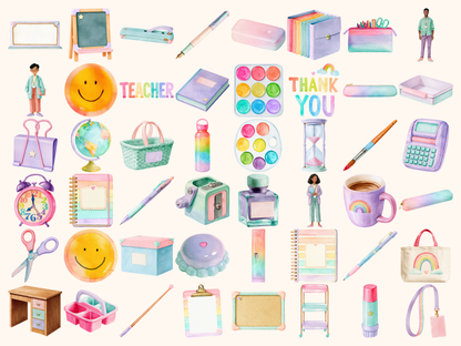 Pastel Teacher Watercolor Clipart