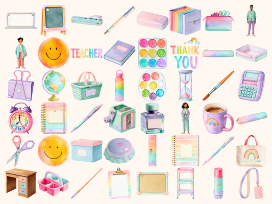 Pastel Teacher Watercolor Clipart