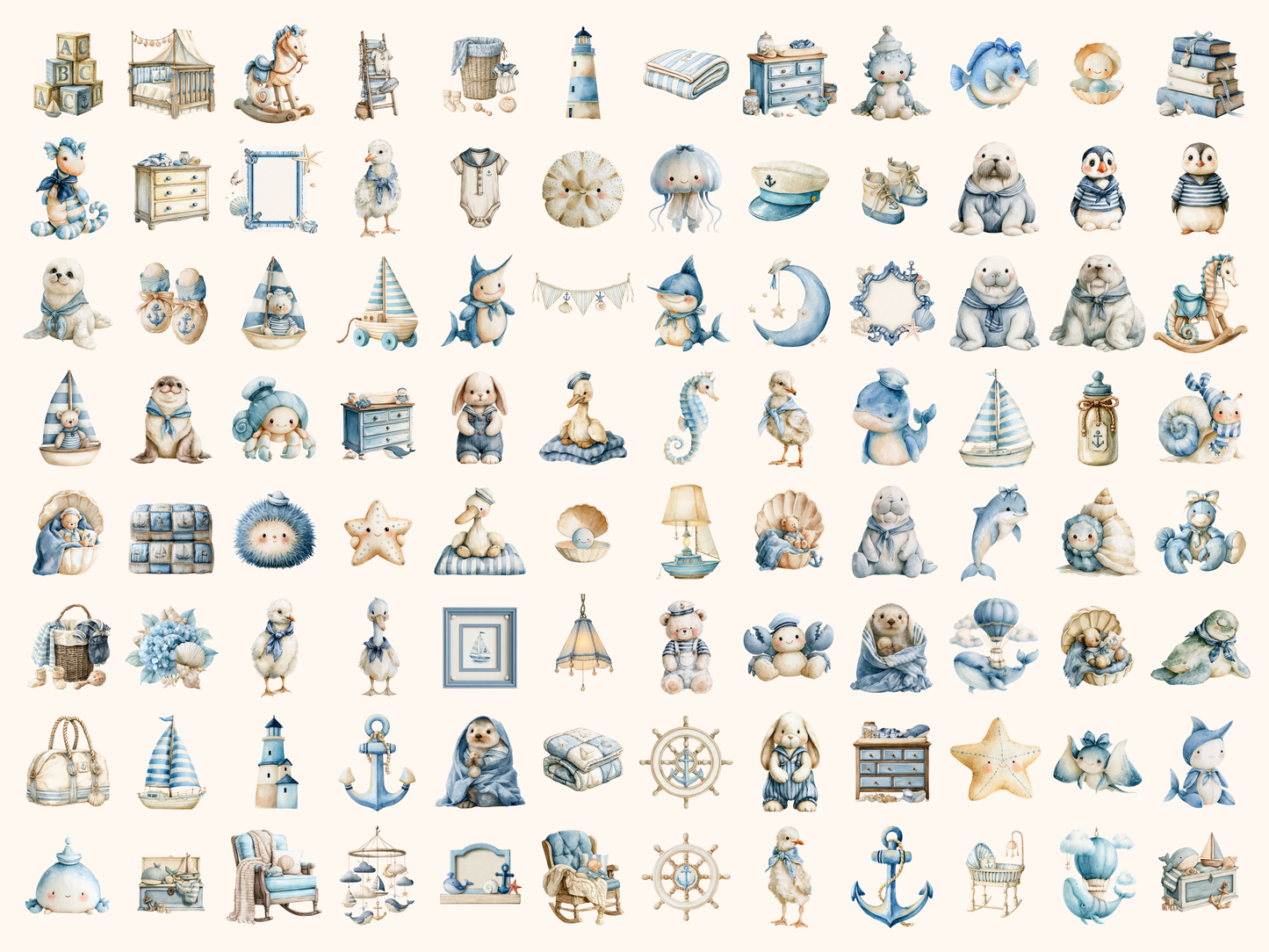 Nautical Nursery Watercolor Clipart