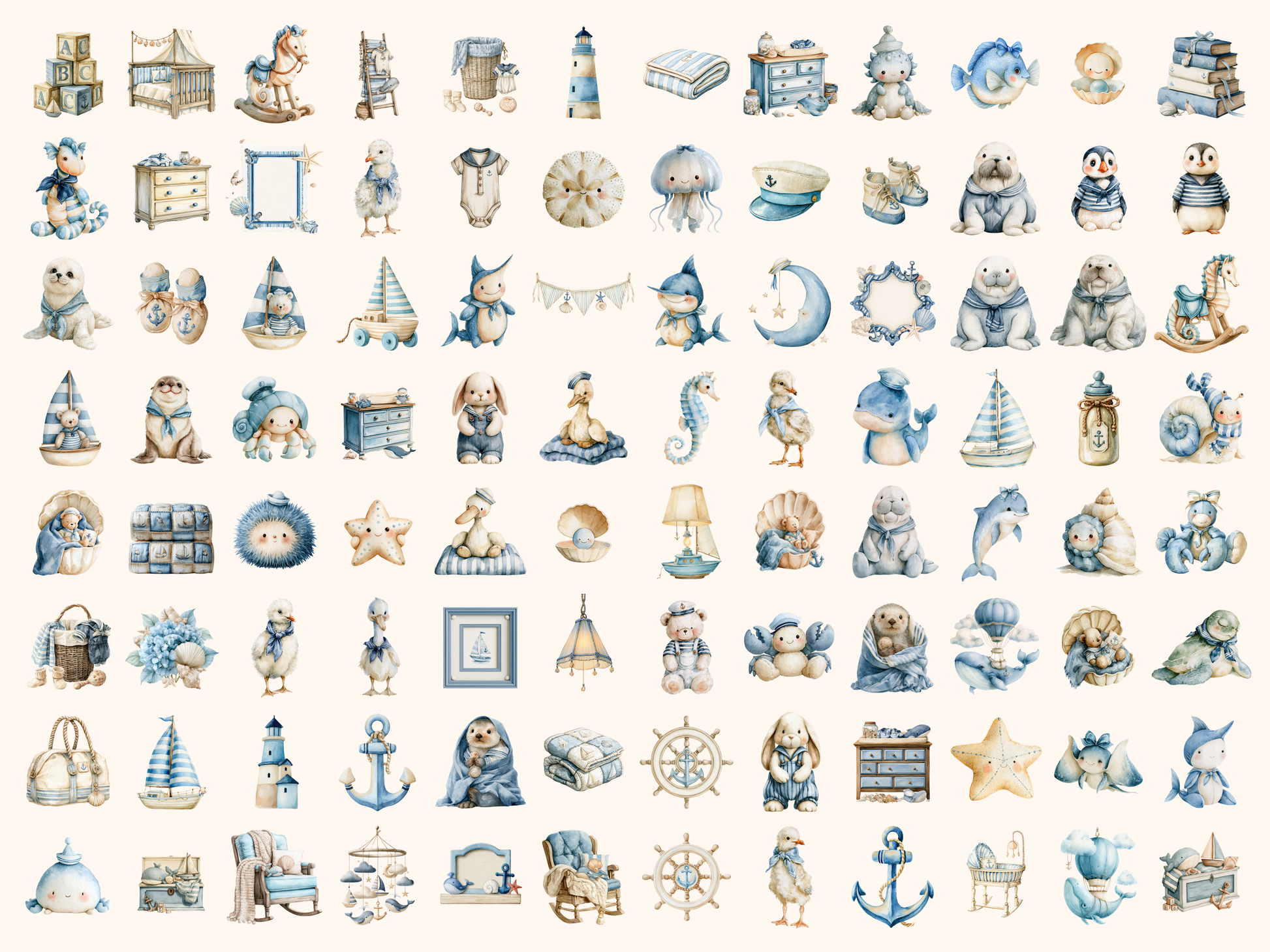Nautical Nursery Watercolor Clipart