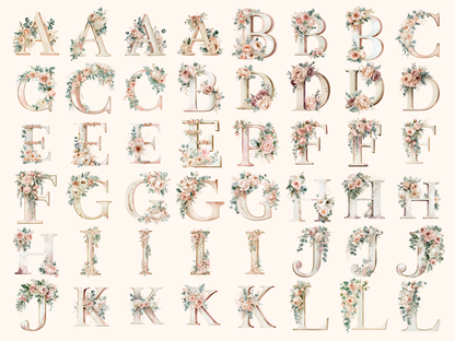 Wedding Floral Alphabet & Numbers