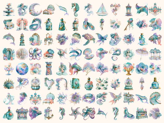 Sea Pastel Watercolor Clipart
