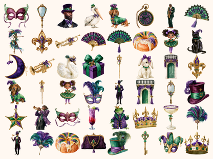Mardi Gras Watercolor Clipart