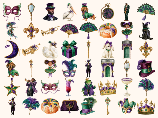 Mardi Gras Watercolor Clipart