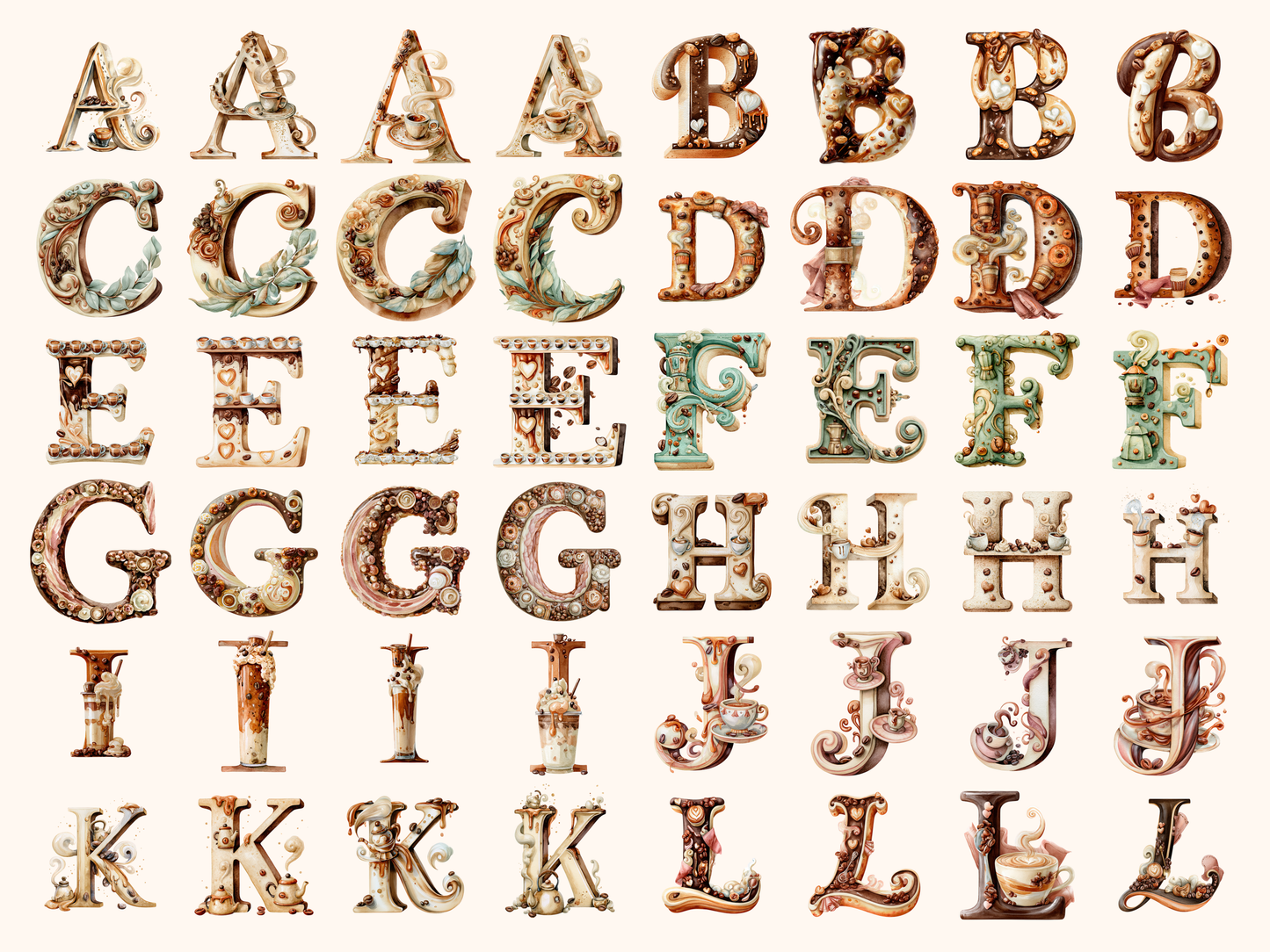 Coffee Shop Alphabet & Numbers