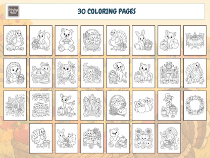 Thanksgiving Coloring Book — ALL 30 COLORING PAGES