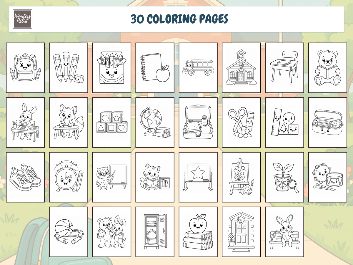 Back to School Coloring Book — ALL 30 COLORING PAGES