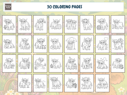 Highland Cows Coloring Book — ALL 30 COLORING PAGES