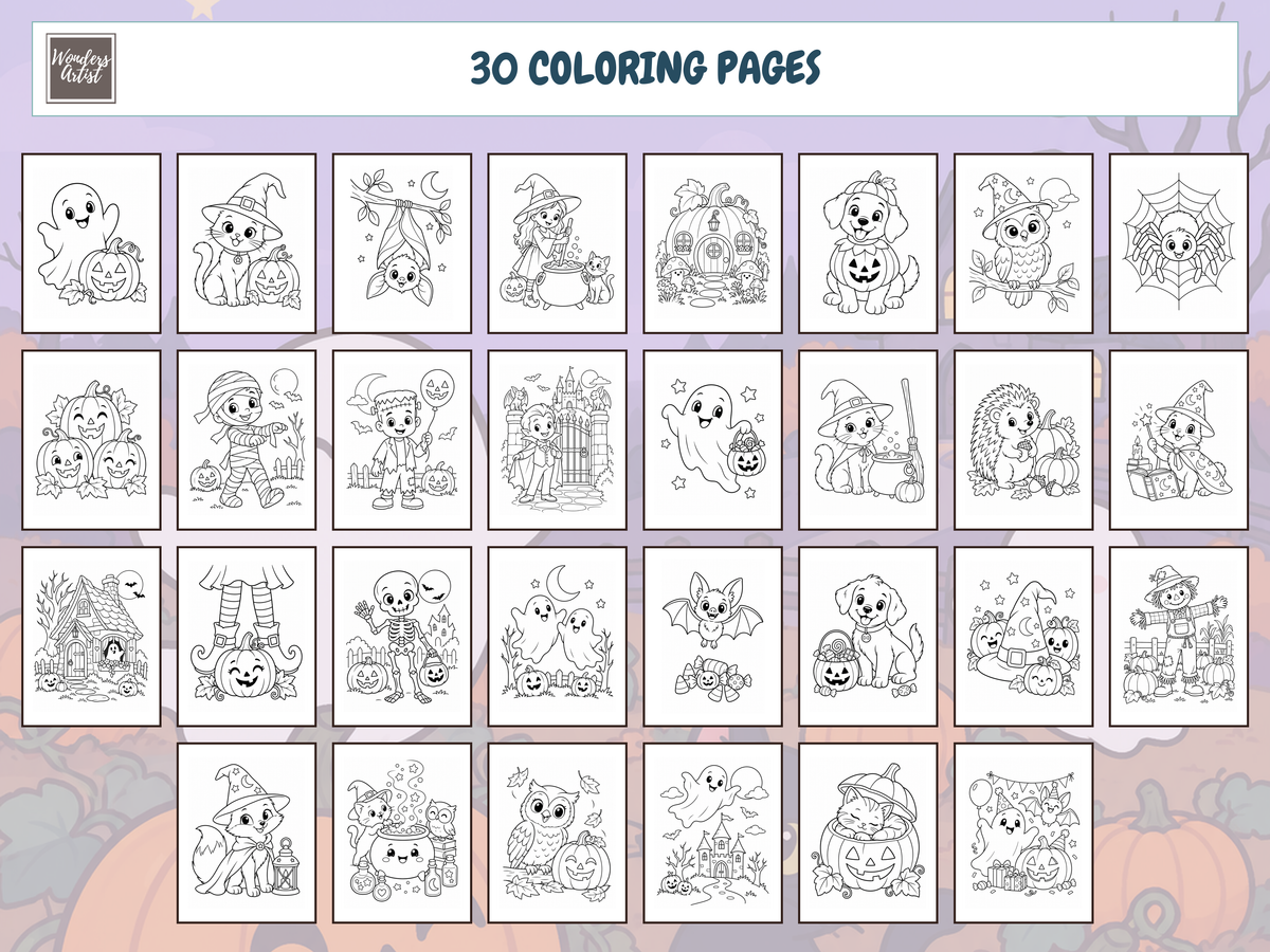 Halloween Coloring Book — ALL 30 COLORING PAGES