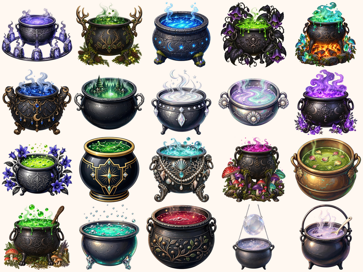 Witch Cauldrons Clipart