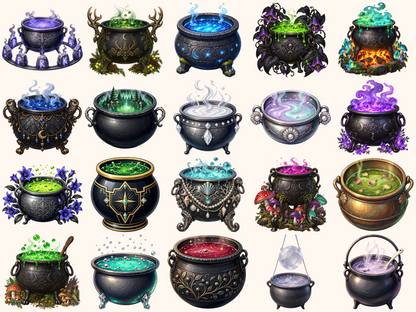 Witch Cauldrons Clipart