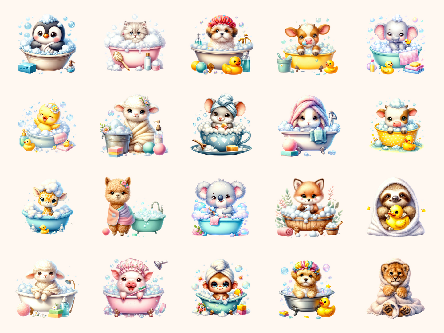 Bath Animals Clipart
